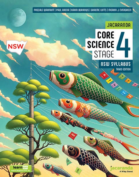 The cover of a science textbook with fish flying in the sky
